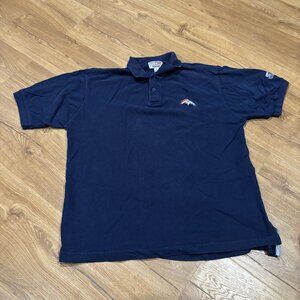 Vintage NFL Starter Brand Denver Broncos football Team Logo Navy Blue Polo shirt